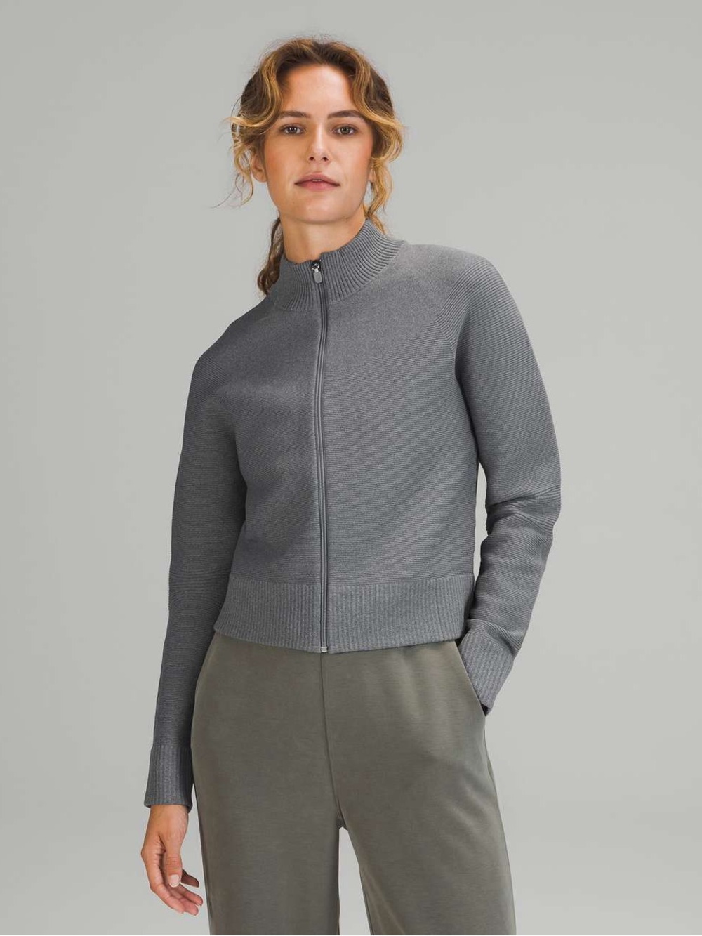 lululemon athletica all-around full zip sweater | rhino grey